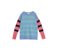 White Stuff Maglione a Righe Color Oliva da Donna - Maglione Casual con Stampa Integrale in Cotone-Modal e vestibilità Regolare - Blu Mlt - Taglia 38