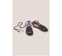 White Stuff Plaited Leather Sandal Tie Leg Pure Black Taglia: 6 | Infradito Outlet | Donna | Nero