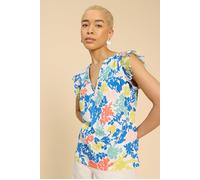 White Stuff Tea Woven Frill Top White Printed Taglia: 16 | Canottiere Outlet | Donna | Bianco