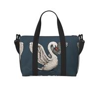 White Swan - Borsone da viaggio, leggero, in tessuto Oxford, da donna, ideale per palestra e uomo, Nero , Taglia unica