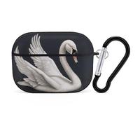 White Swan - Custodia protettiva per AirPods Pro 2, antiurto, rigida, per donne e uomini, compatibile con custodia Airpod Pro di 2a/1a generazione, con portachiavi, nero