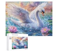 White Swan Flying Over Lotus Pond Puzzle 500 Pezzi Per Famiglia Intrattenimento Indoor Strategia E Logica Regalo Per Serata in Famiglia 500 PCS