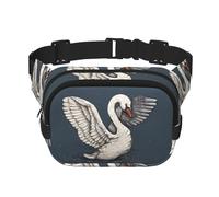 White Swan - Marsupio unisex regolabile a doppio strato, quadrato, per attività all'aperto, viaggi, corsa, escursionismo, Nero , Taglia unica