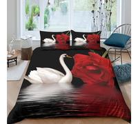 White swancopripiumino ultra microfibra 3 Pezzi stampa di 3D con cerniera Nature serene style Set Di Copripiumino con federe per cuscini soffice for bambini e adolescenti King（220x240cm）