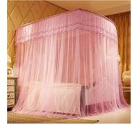 White Telescopic U-Shaped Mosquito Net Canopy for King Bed,3 Doors (49.2" Wx78.7L(Packof1))