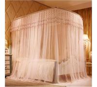 White Telescopic U-Shaped Mosquito Net Canopy for King Bed,3 Doors (70.9" Wx90.6L(Packof1))
