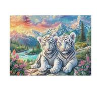 White Tiger Couple Forest Puzzle 500 Pezzi Sfida Rompicapo Impossibile Happy Time Rompicapo Estremamente Difficile Per Veri Esperti Regalo Per Chi Ama Le Sfide 500 PCS
