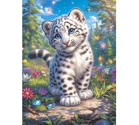 White Tiger Cub in A Flower Garden Puzzle 1000 Pezzi Difficoltà Estrema Cartone Spesso Tema Monocromatico Science Fiction Magical Dream Per Appassionati Di Puzzle Antistrappo Non Sbiadisce Top Vendita