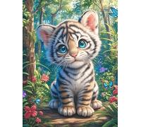 White Tiger Cub in A Flower Garden Puzzle 1000 Pezzi Rompicapo Per Team Building Science Fiction Magical Dream Attività Di Gruppo Collaborazione E Divertimento Regalo Festa Aziendale 1000 PCS