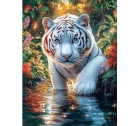 White Tiger Cub in A Magical Pond Puzzle 300 Pezzi Difficili Per Adulti Animal Plant Cartone Opaco Anti Riflesso Tema Astratto Per Passatempo Impegnativo Con Poster Incluso Migliore Vendita 300 PCS
