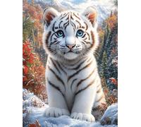 White Tiger Cub in The Snow Puzzle 300 Pezzi Per Arredamento Domestico Fairy Tale Scenery Cartoon Cartone Riciclato Ecologico Tema Natura Per Tutta La Casa Con Cornice Inclusa Migliore Vendita 300 PC