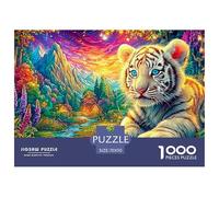 White Tiger Cub Lies in Glowing Mountain Valley Puzzle Da 1000 Pezzi Tiger Perfetto Regalo Per Ragazzi, Ragazze, Uomini E Donne 70x50cm/1000pcs