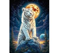 White Tiger Cub Under The Full Moon Puzzle 500 Pezzi Difficili Per Adulti Wildlife Pet Cute Cartone Opaco Anti Riflesso Tema Astratto Per Passatempo Impegnativo Con Poster Incluso Migliore Vendita 50
