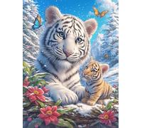 White Tiger Cub with A Baby Cub Rompicapo 500 Pezzi Difficili 3D Cartone Rigido Resistente Tema Architettura Wildlife Pet Per Esperti Per Decorazione E Collezione Qualità Museale 500 PCS