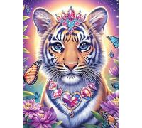 White Tiger Cub with A Flower Crown Puzzle 300 Pezzi Difficili Per Adulti Wildlife Pet Cartone Opaco Anti Riflesso Tema Astratto Per Passatempo Impegnativo Con Poster Incluso Migliore Vendita 300 PCS
