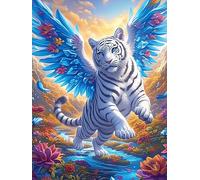 White Tiger Cub with Angel Wings Rompicapo 1000 Pezzi Difficili 3D Cartone Rigido Resistente Tema Architettura Wildlife Plant Per Esperti Per Decorazione E Collezione Qualità Museale 1000 PCS