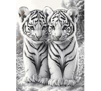 White Tiger Cubs in Snow Rompicapo 1000 Pezzi Impossibile Cartone Di Alta Qualità Senza Polvere Wildlife Pet Per Sfida Tra Amici Per Serate A Tema Edizione Limitata 1000 PCS