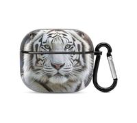 White Tiger - Custodia rigida per auricolari Bluetooth, protezione completa, antiurto, supporto ricarica wireless con portachiavi, regalo personalizzato per AirPods 3
