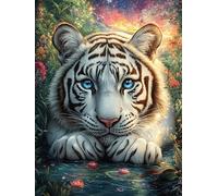 White Tiger in Water Puzzle 1000 Pezzi Rilassamento Antistress Premium Mitos Cuento De Hadas Rompicapo Pressione Ridotta Attività Mindfulness Rigenerazione Mentale1000 PCS