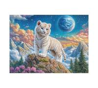 White Tiger Moon Night Puzzle 500 Pezzi Sfida Impossibile Difficile Rompicapo Per Adulti Amanti Del Puzzle Rilassamento E Stimolo Intellettuale Regalo Lui 500 PCS