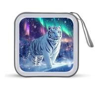 White Tiger Northern Lights CD Case Holder Portable 40 Capacità DVD Wallet Storage Organizer per Auto Viaggi