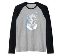 White Tiger Occhiali da sole Cool Retro Elegante Big Cat Wild Life Maglia con Maniche Raglan