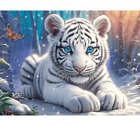 White Tiger Puzzle 1000 Pezzi Per Adulti Animal Pet in Cartone Rigido 3D Panoramico Per Viaggi E Vacanze Miglioramento Concentrazione Edizione Esclusiva Qualità 1000 PCS/75x50cm