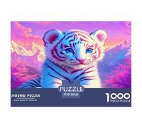White Tiger Puzzle 1000 Pièces Pour Adultes Et Enfants Dès 14 Ans Jeu Cadeau Unique Wildlife Divertissement Créatif Cadeau Classiques Décoration De La Maison 38x26cm/1000pcs