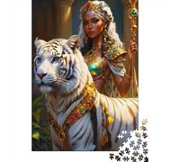 White Tiger Puzzle in Pezzi Royal Priestess 1000 Pezzi Carta Riciclata Per Donne, Regali Per Uomini Puzzle Estremamente Difficile E Stimolante 38x26cm/1000pcs