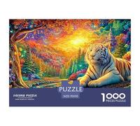 White Tiger Rests in Colorful Enchanted Woods Puzzle Da 1000 Pezzi Tiger Perfetto Per Le Serate Di Puzzle in Famiglia, Adulti E Bambini 70x50cm/1000pcs