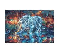 White Tiger Rompicapo 1000 Pezzi Per Nonni E Nipoti Radiant Whimsical Menagerie Cartone Rigido Esercizio Mentale Per Serate in Famiglia Da Passatempo Con Poster Incluso 1000 PCS