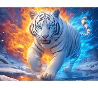 White Tiger Rompicapo 1000 Pezzi Per Regalo Di Battesimo Cartone Spesso Per Bambini Colorful Fantasy Wildlife Tema Baby Per Attività Educativa Con Confezione Regalo Da Passatempo 1000 PCS/75x50cm