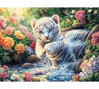 White Tiger Rompicapo 1000 Pezzi Per Regalo Di Battesimo Cartone Spesso Per Bambini Wildlife Tema Baby Per Attività Educativa Con Confezione Regalo Da Passatempo 1000 PCS