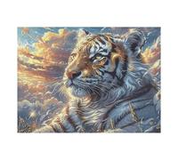 White Tiger Rompicapo 500 Pezzi Per Regalo Di Battesimo Cartone Spesso Per Bambini Animal Pet Wildlife Tema Baby Per Attività Educativa Con Confezione Regalo Da Passatempo 500 PCS
