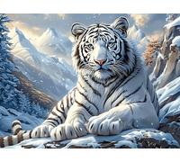 White Tiger Rompicapo 500 Pezzi Per Regalo Di Battesimo Cartone Spesso Per Bambini Wildlife Tema Baby Per Attività Educativa Con Confezione Regalo Da Passatempo 500 PCS/52×38cm