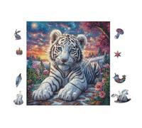 White Tiger Waterfall Rompicapo 100 Pezzi Impossibile Cartone Di Alta Qualità Senza Polvere Per Sfida Tra Amici Per Serate A Tema Edizione Limitata 28x28cm