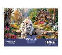 White Tigre Puzzle Impossible 1000Pcs Stagno nella foresta Decorazione Per La Casa. Giochi Rilassamento E Intelligence Per Adulti E Bambini Da 12 Anni 38x26cm/1000pcs