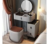 White Vanity Desk with Adjustable Brightness Mirror for Bedroom Dressing Room Ideal for Girls and Women