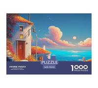 White Walls with Red Tile Roofs 1000 Pezzi Carta Ecologica Resistente Puzzle Premium Ocean View Impossibilmente Difficile Gioco Creativo Puzzle Per Decorazione Domestica 70x50cm/1000pcs