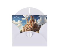 White WHJSHOP Anime Castle Sky Prints, biglietto di auguri di alta qualità, carta perlescente su entrambi i lati, effetto perlato, busta di carta perlata