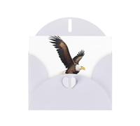 White WHJSHOP - Biglietto d'auguri con stampa di aquila sulla montagna innevata, carta perlescente di alta qualità, double face, effetto perlato, busta in carta perlata