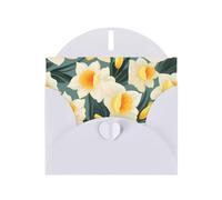 White WHJSHOP - Biglietto di auguri con stampa di fiori di narciso - Carta perlescente di alta qualità su entrambi i lati, effetto perlato, busta di carta perlata
