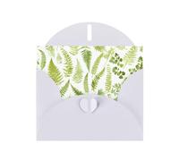 White WHJSHOP - Biglietto di auguri con stampa di foglie di felce e piante naturali, carta perlescente su entrambi i lati, effetto perlato, busta di carta perlata