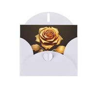 White WHJSHOP - Biglietto di auguri con stampa di rose dorate, carta perlescente di alta qualità, double face, effetto perlato, busta in carta perlata