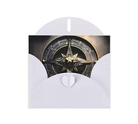 White WHJSHOP - Biglietto di auguri con stampa di rune norrene e bussola, carta perlescente su entrambi i lati, effetto perlato, busta di carta perlata