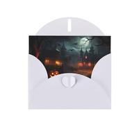 White WHJSHOP - Biglietto di auguri con stampa horror di Halloween, carta perlescente di alta qualità su entrambi i lati, effetto perlato, busta di carta perlata