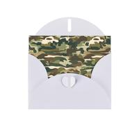 White WHJSHOP - Biglietto di auguri con stampa mimetica e bosco, carta perlescente di alta qualità su entrambi i lati, effetto perlato, busta in carta perlata