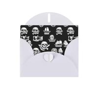 White WHJSHOP - Biglietto di auguri con stampa pirati in bianco e nero - Carta perlescente di alta qualità su entrambi i lati, effetto perlato, busta di carta perlata