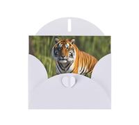 White WHJSHOP - Biglietto di auguri con stampa tigre del Bengala, carta perlescente di alta qualità, double face, effetto perlato, busta di carta perlata