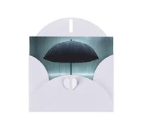 White WHJSHOP Black Umbrella in the Rain Prints, biglietto di auguri - Carta perlescente di alta qualità su entrambi i lati, effetto perlato, busta di carta perlata con fibbia d'amore